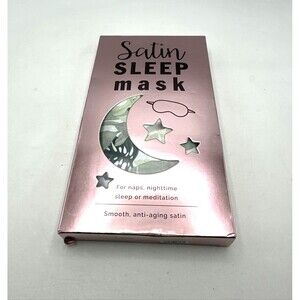 Satin Sleep Mask Green Leaves Design by Tru Beauty NEW IN PACKAGE